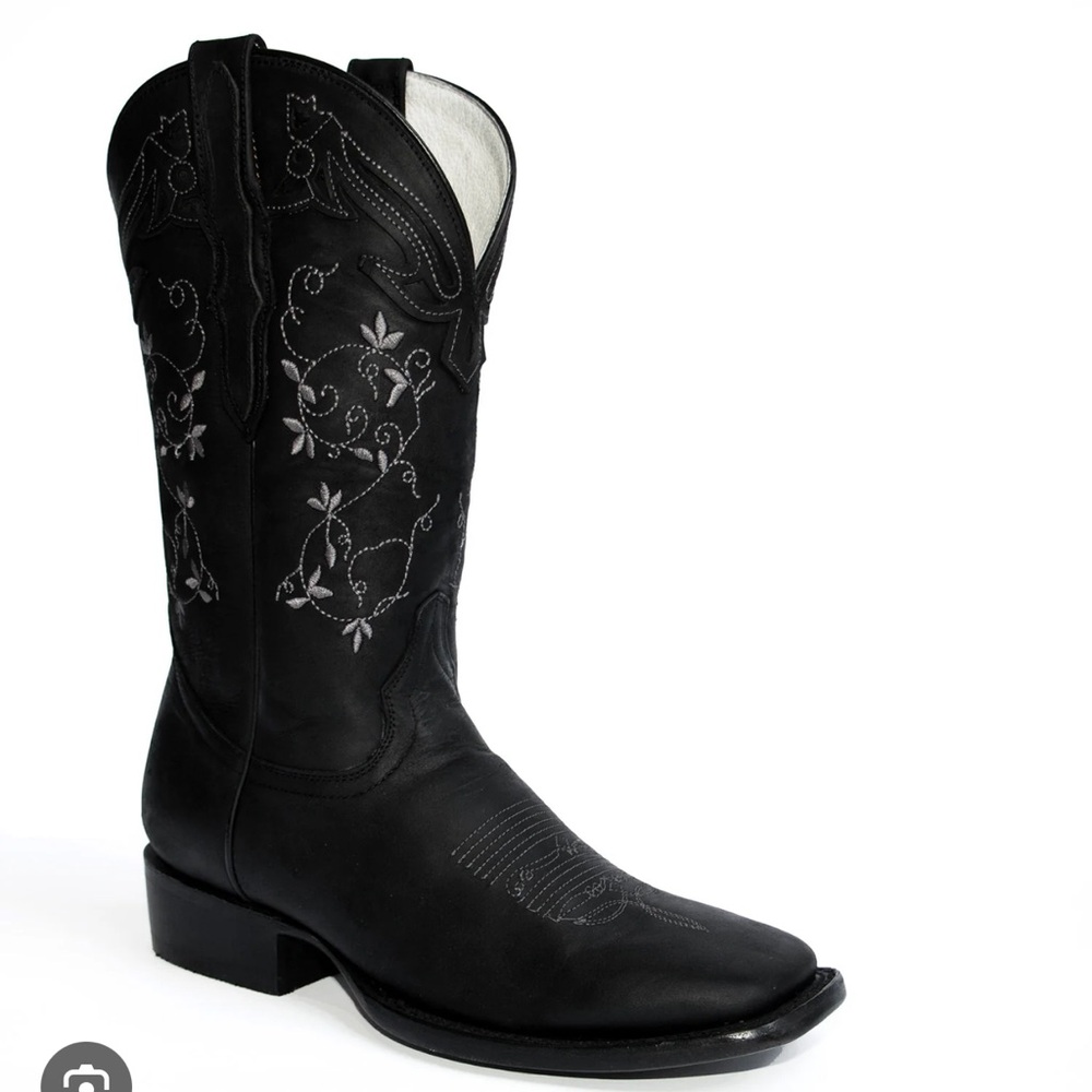 El General Women's Black Floral Heeled Boots